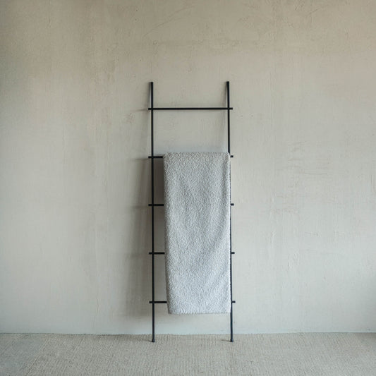 Minimal White Boucle Throw Blanket